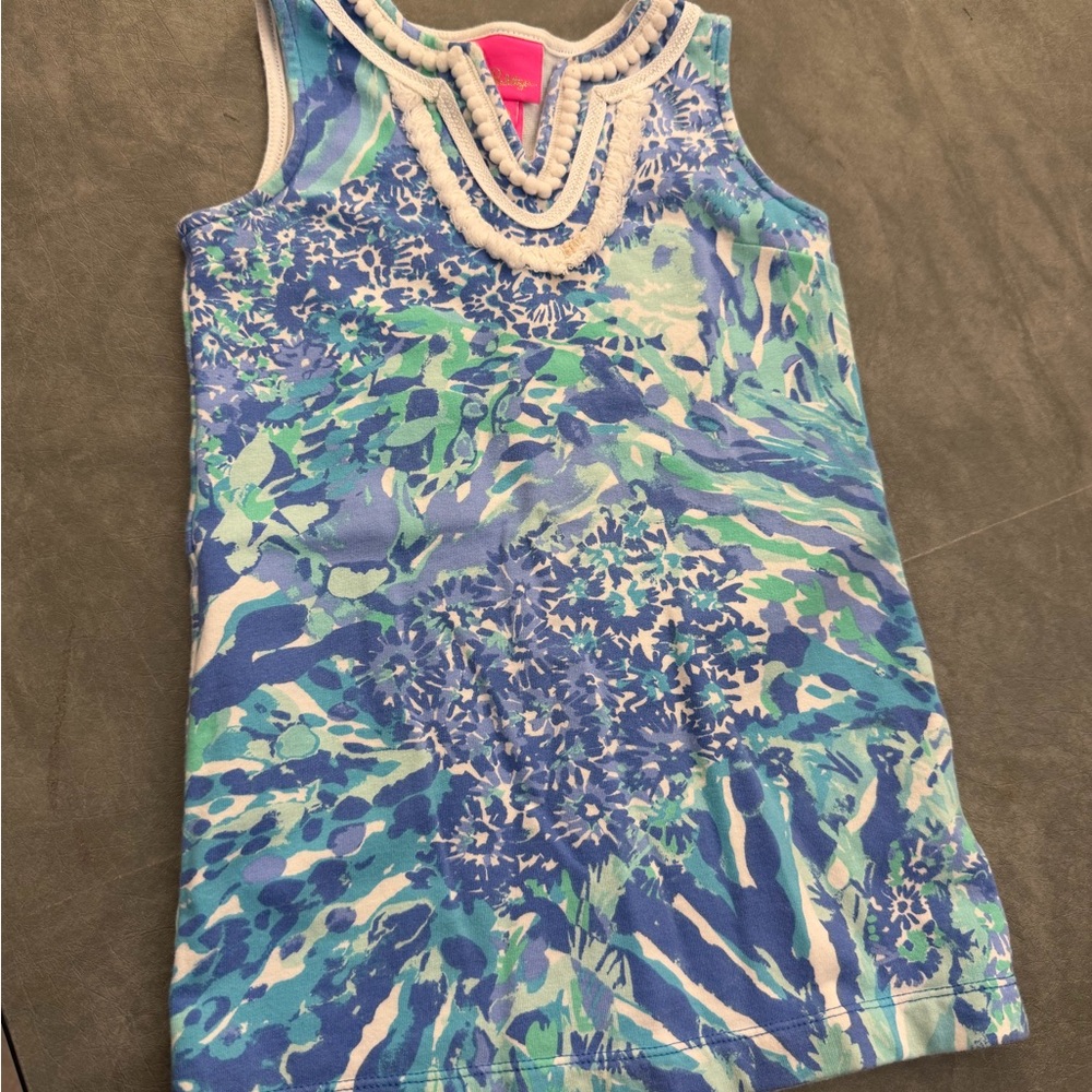 Lilly Pulitzer Blue and Green Kids Tank Top